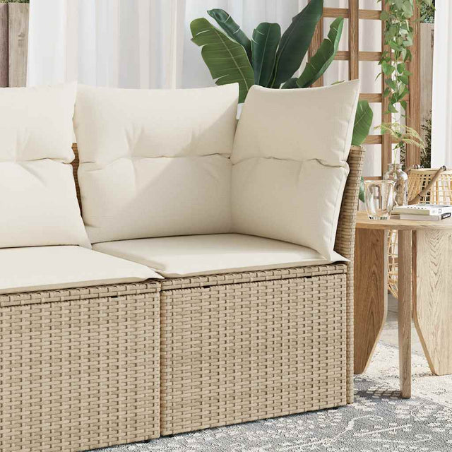 Vidaxl tuinhoekbank met kussens poly rattan beige