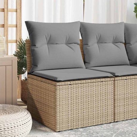 Vidaxl tuinbank zonder armleuning met kussens poly rattan beige