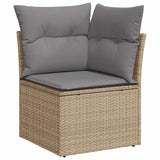 Vidaxl tuinhoekbank met kussens poly rattan beige