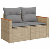 Vidaxl tuinbank 2-zits met kussens poly rattan beige