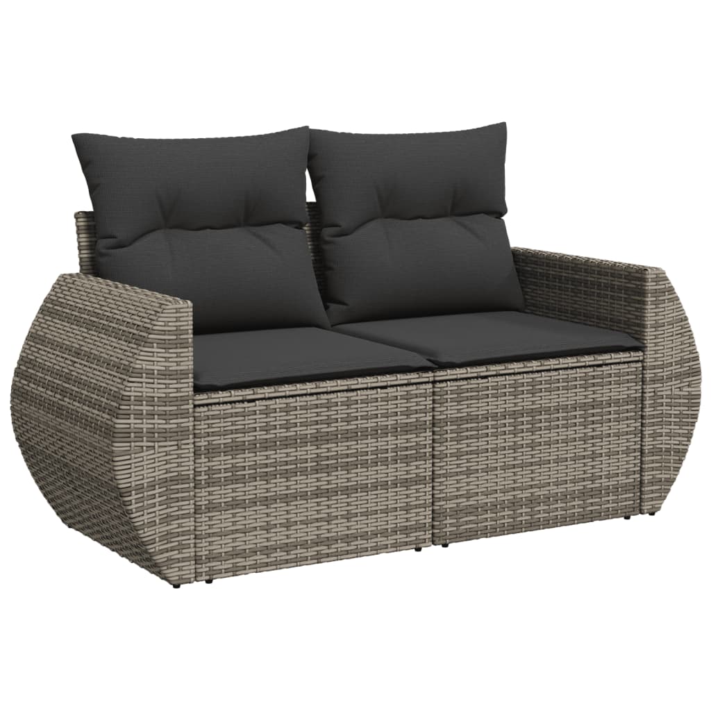 Vidaxl tuinbank 2-zits met kussens poly rattan grijs