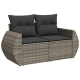 Vidaxl tuinbank 2-zits met kussens poly rattan grijs