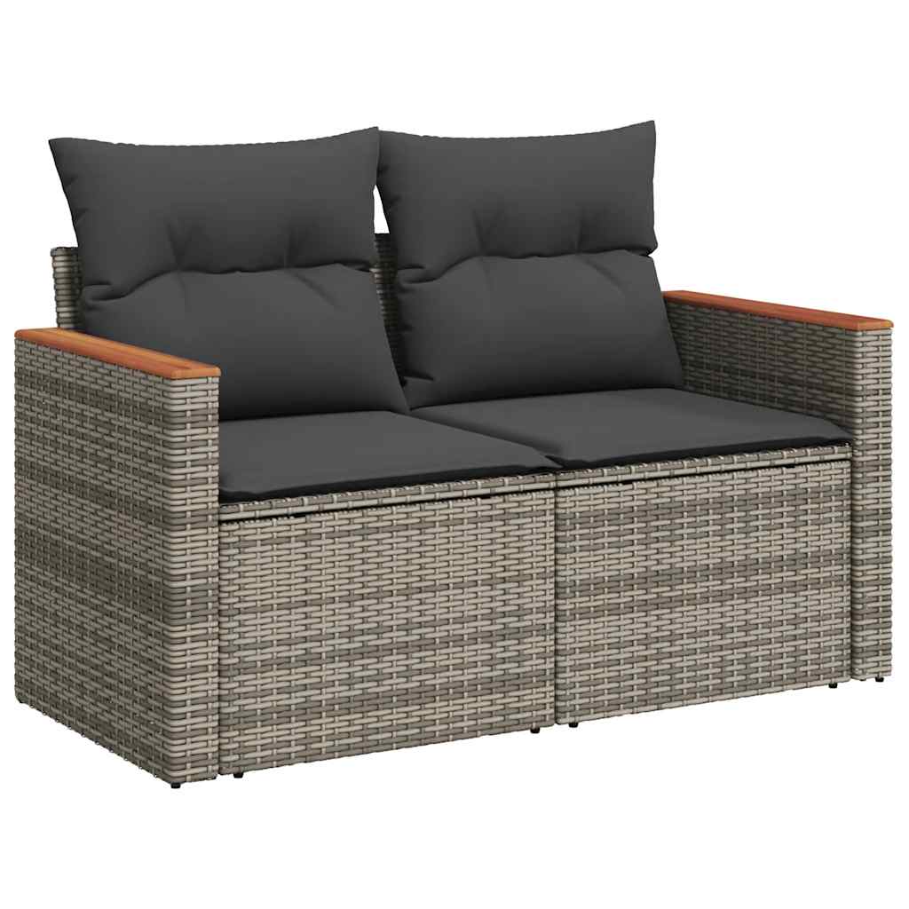 Vidaxl tuinbank 2-zits met kussens poly rattan grijs