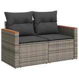 Vidaxl tuinbank 2-zits met kussens poly rattan grijs