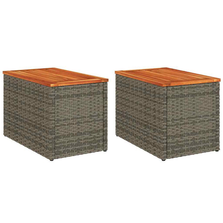 Vidaxl tuinbijzettafels 2 st 55x34x37 cm poly rattan en hout grijs