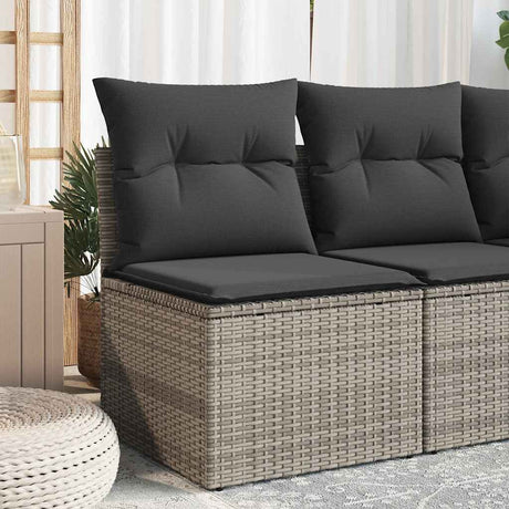 Vidaxl tuinstoel zonder armleuning met kussens poly rattan grijs