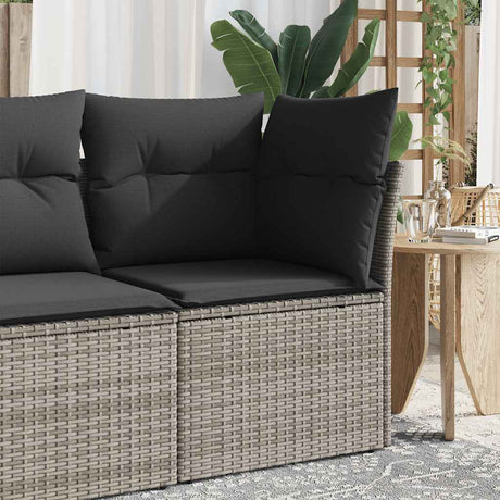 Vidaxl tuinhoekbank met kussens poly rattan grijs