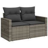 Vidaxl tuinbank 2-zits met kussens poly rattan grijs