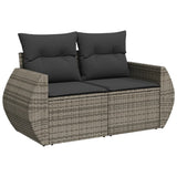 Vidaxl tuinbank 2-zits met kussens poly rattan grijs