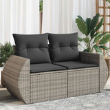 Vidaxl tuinbank 2-zits met kussens poly rattan grijs