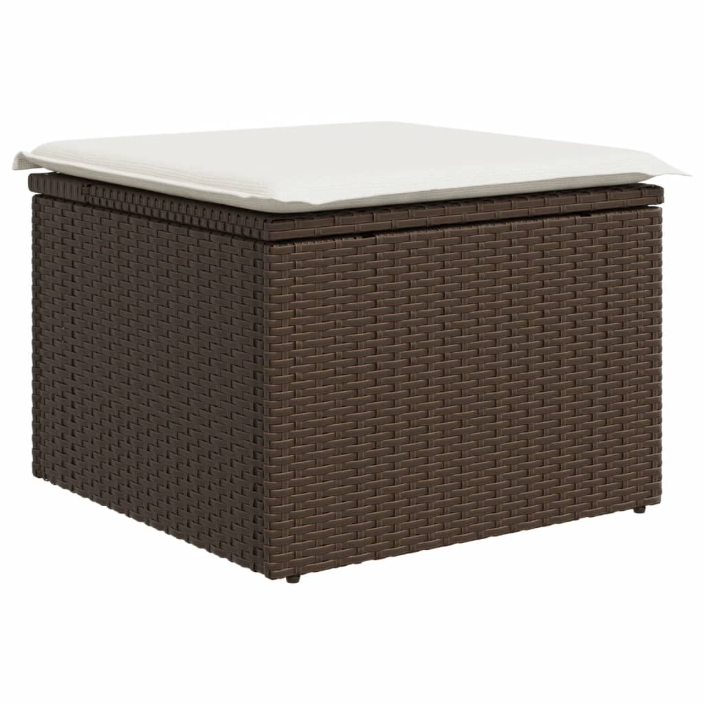 Vidaxl tuinkruk met kussen 55x55x37 cm poly rattan bruin