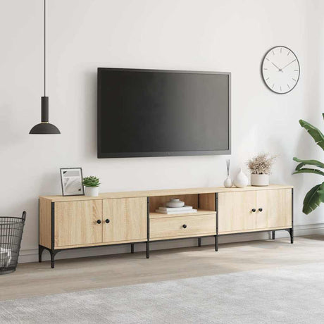 Vidaxl tv-meubel met lade 200x25x44 cm bewerkt hout sonoma eikenkleur