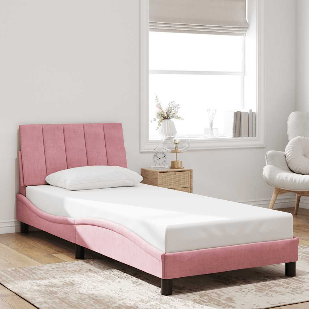 Vidaxl bedframe zonder matras hanko fluweel roze 90x190 cm