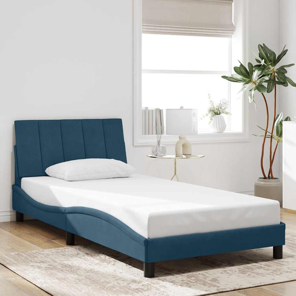 Vidaxl bedframe zonder matras hanko fluweel blauw 100x200 cm