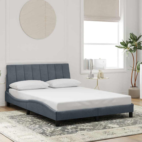 Vidaxl bedframe zonder matras hanko 140x200 cm fluweel donkergrijs