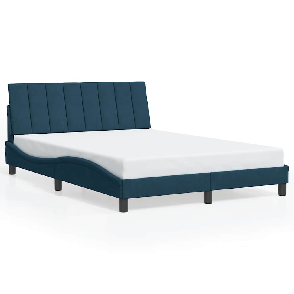 Vidaxl bedframe zonder matras hanko fluweel blauw 140x200 cm