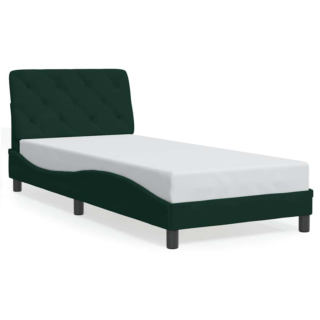 Vidaxl bedframe zonder matras 90x190 cm fluweel donkergroen