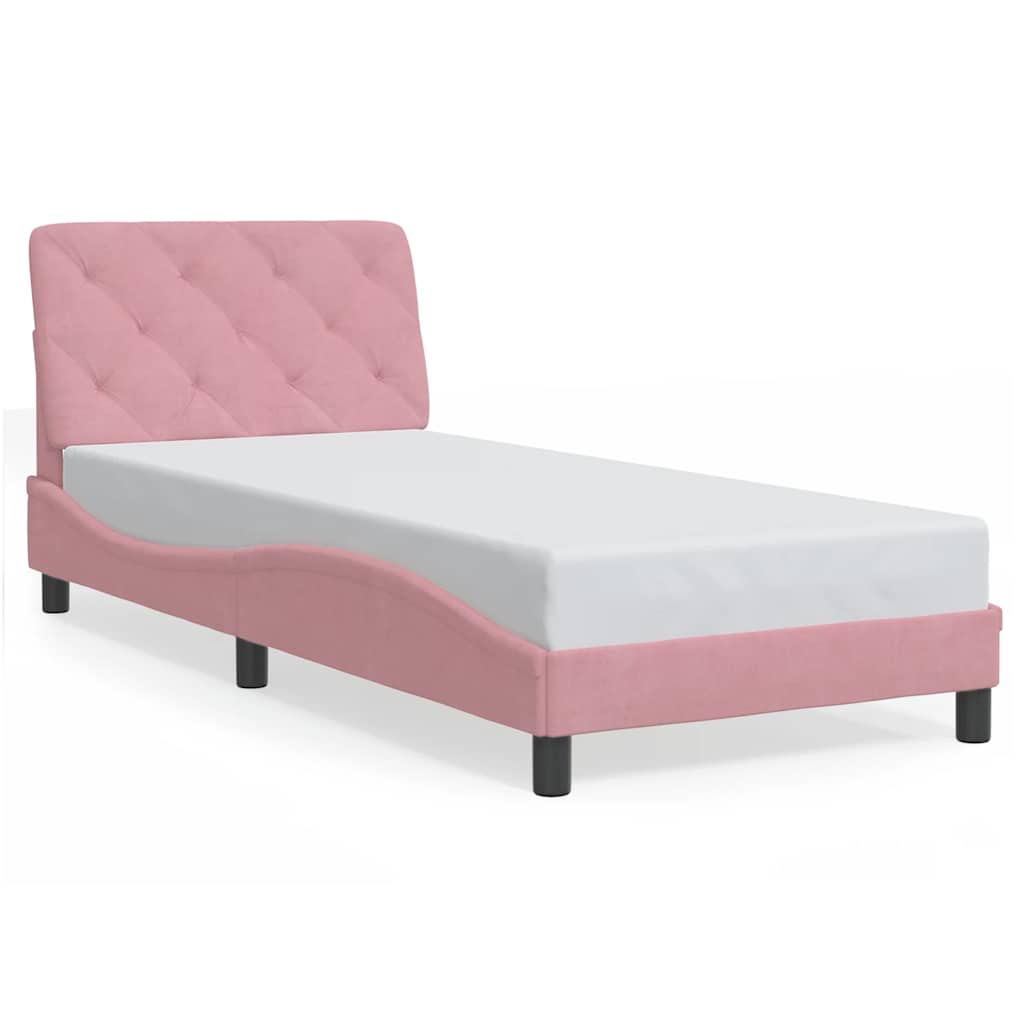 Vidaxl bedframe zonder matras fluweel roze 90x190 cm