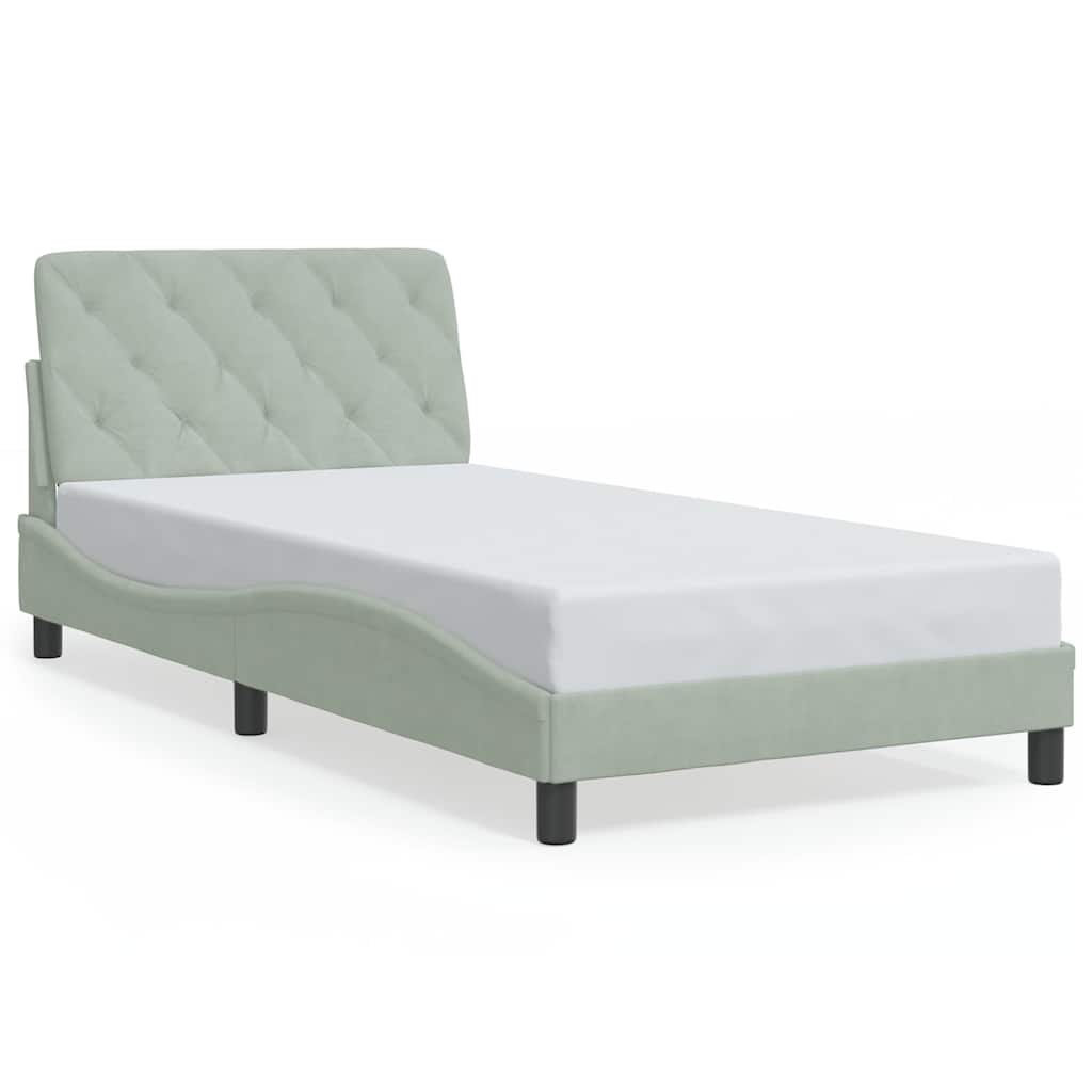 Vidaxl bedframe zonder matras 100x200 cm fluweel lichtgrijs