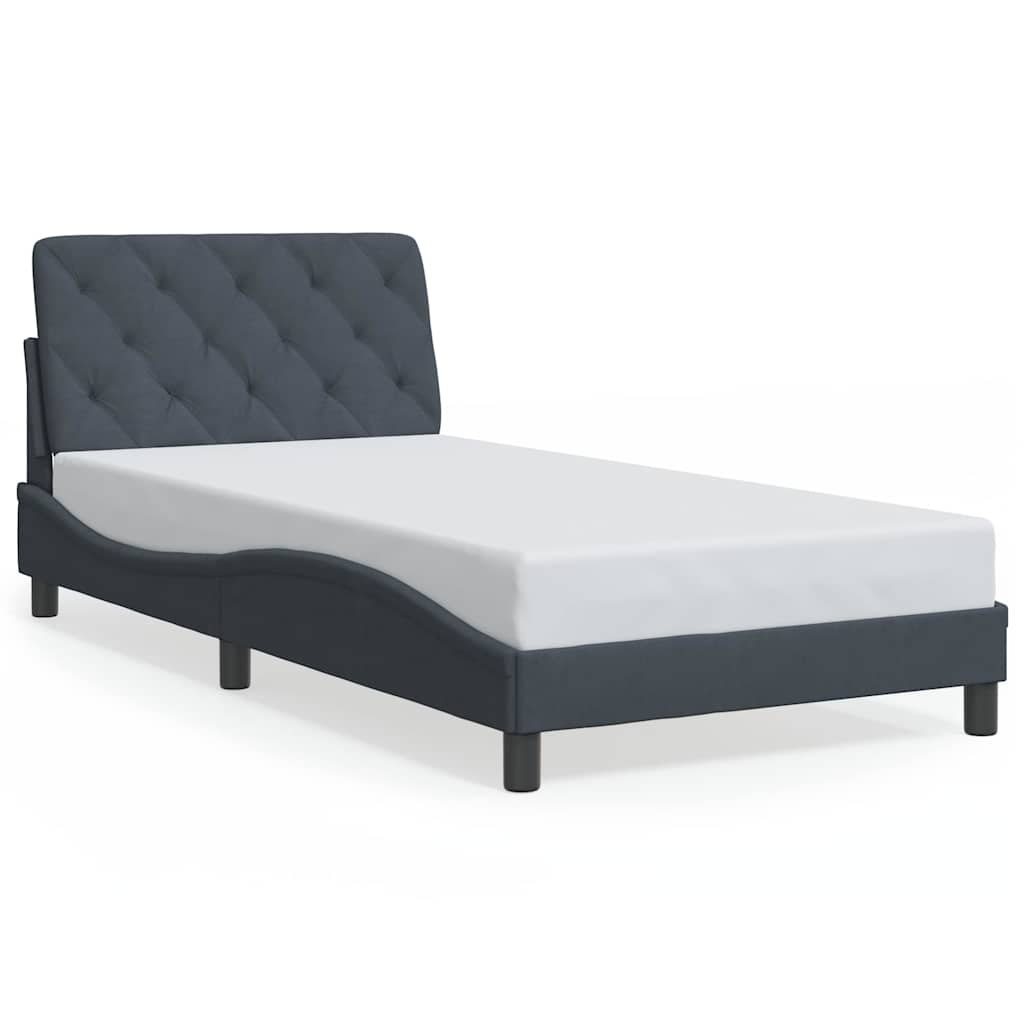 Vidaxl bedframe zonder matras 100x200 cm fluweel donkergrijs