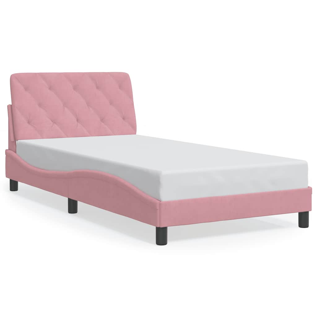 Vidaxl bedframe zonder matras fluweel roze 100x200 cm