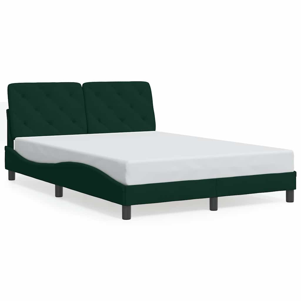 Vidaxl bedframe zonder matras 140x190 cm fluweel donkergroen