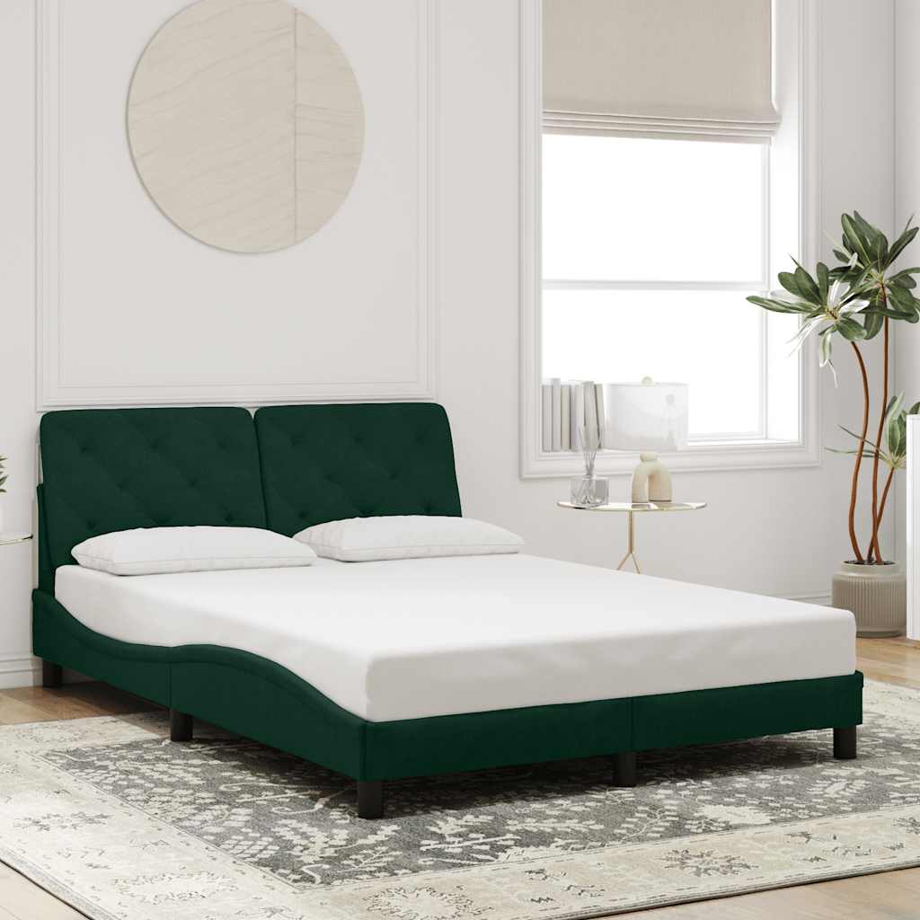 Vidaxl bedframe zonder matras 140x190 cm fluweel donkergroen