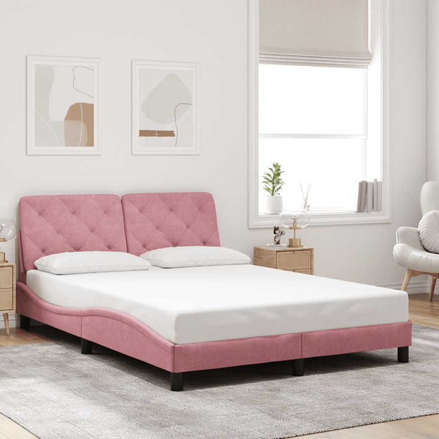 Vidaxl bedframe zonder matras fluweel roze 140x200 cm