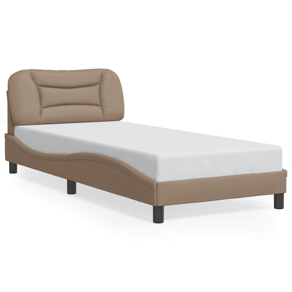 Vidaxl bedframe zonder matras hvar kunstleer cappucinnokleurig 90x190 cm