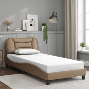 Vidaxl bedframe zonder matras hvar kunstleer cappucinnokleurig 90x190 cm