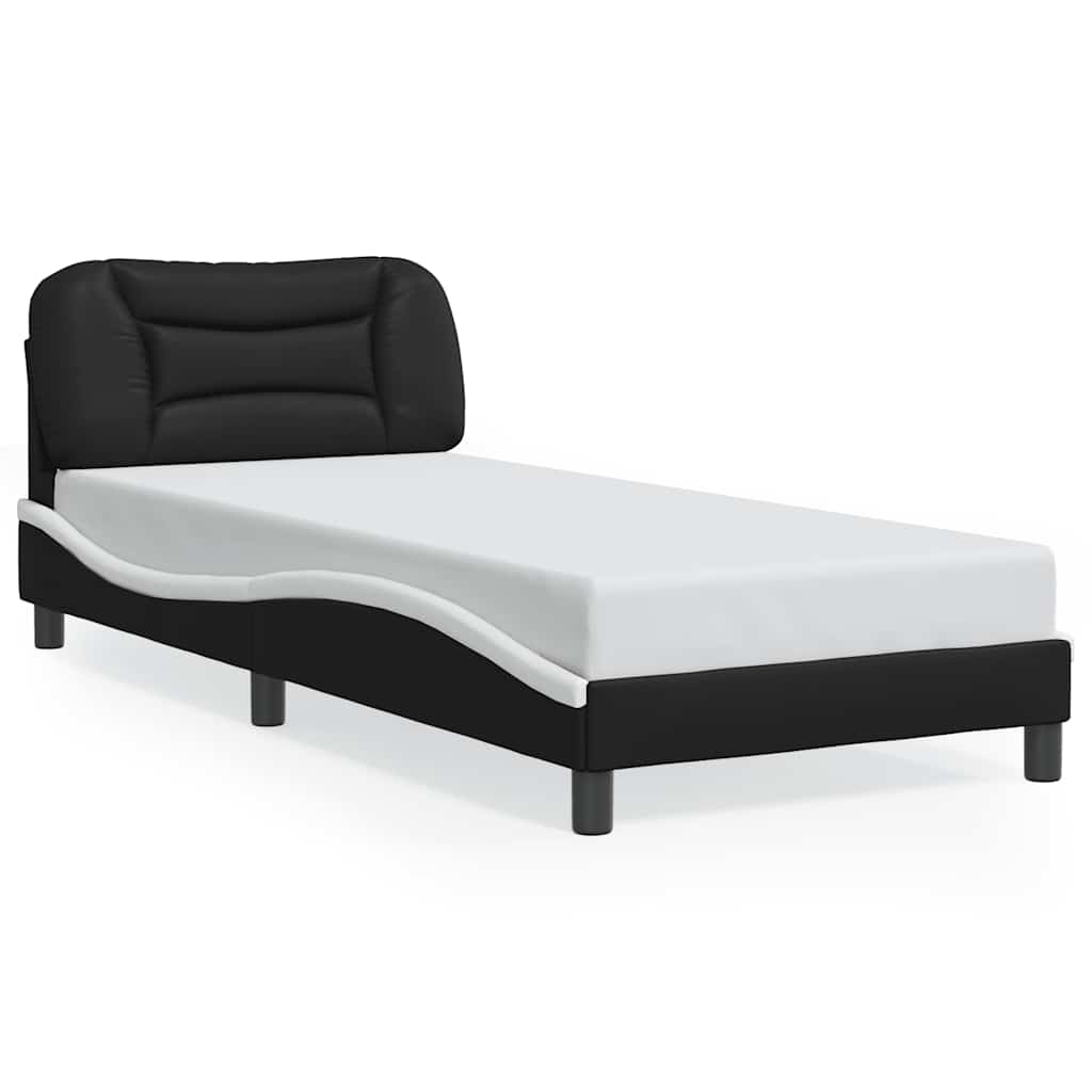Vidaxl bedframe zonder matras hvar kunstleer zwart en wit 90x200 cm