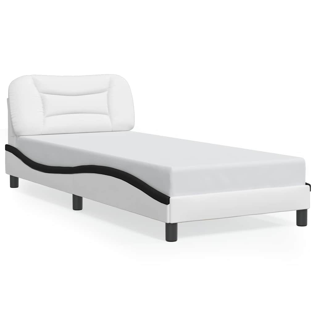 Vidaxl bedframe zonder matras hvar kunstleer wit en zwart 90x200 cm