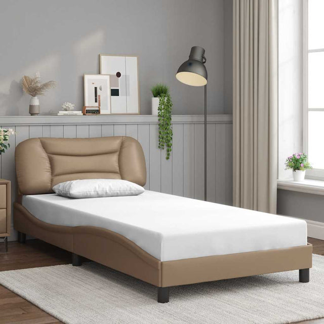 Vidaxl bedframe zonder matras hvar kunstleer cappuccinokleurig 100x200 cm