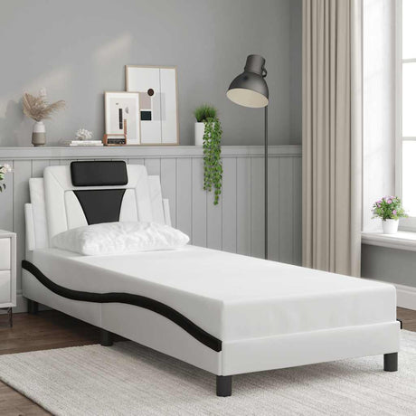 Vidaxl bedframe viana zonder matras kunstleer wit en zwart 90x200 cm