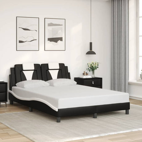 Vidaxl bedframe viana zonder matras kunstleer zwart en wit 140x200 cm