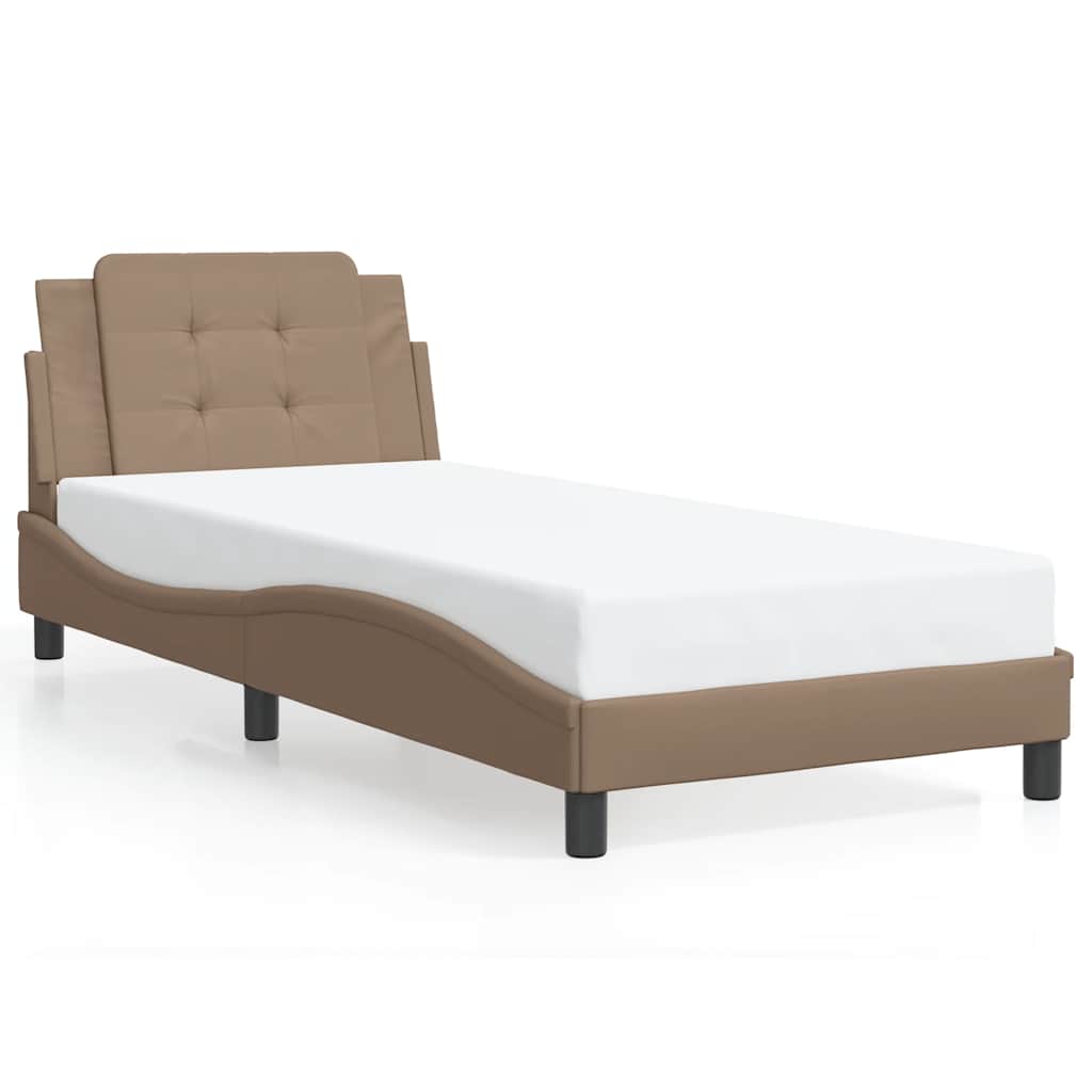 Vidaxl bedframe zonder matras zadar kunstleer cappuccinokleurig 90x200 cm