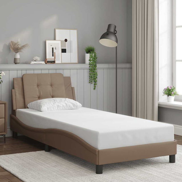 Vidaxl bedframe zonder matras zadar kunstleer cappuccinokleurig 90x200 cm