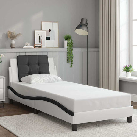Vidaxl bedframe zonder matras zadar kunstleer wit en zwart 90x200 cm