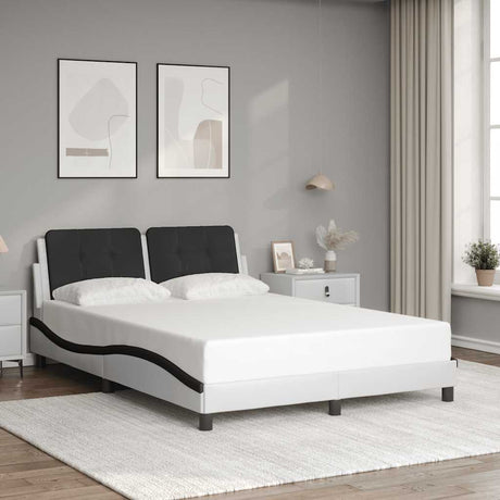 Vidaxl bedframe zonder matras zadar kunstleer zwart en wit 140x200 cm