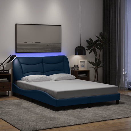 Vidaxl bedframe met led zonder matras hvar 120x200 cm stof blauw