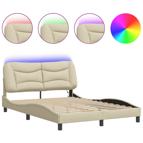 Vidaxl bedframe met led zonder matras hvar 140x190 cm stof crème
