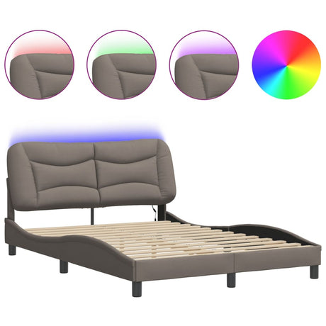 Vidaxl bedframe met led zonder matras hvar 140x200 cm stof taupe