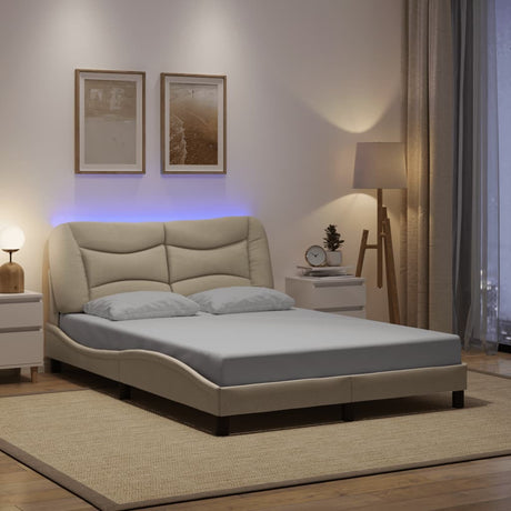 Vidaxl bedframe met led zonder matras hvar 140x200 cm stof crème
