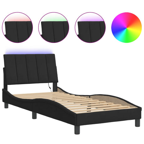 Vidaxl bedframe met led zonder matras hanko fluweel zwart 90x200 cm