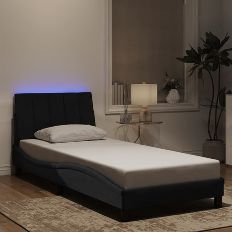 Vidaxl bedframe met led zonder matras hanko fluweel zwart 90x200 cm