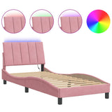Vidaxl bedframe met led zonder matras hanko fluweel roze 90x200 cm