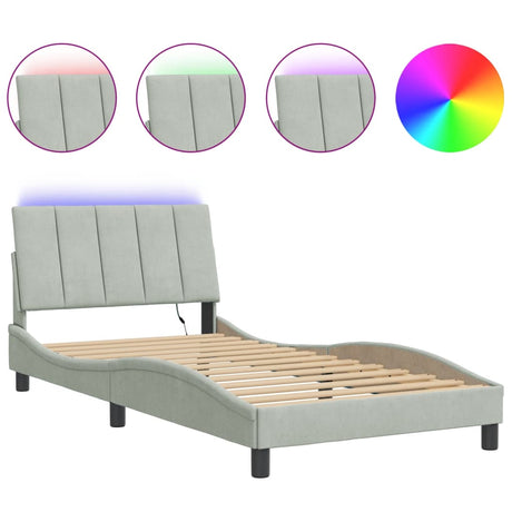 Vidaxl bedframe met led zonder matras hanko lichtgrijs 100x200 cm