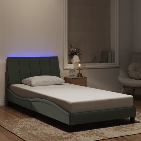 Vidaxl bedframe met led zonder matras hanko lichtgrijs 100x200 cm
