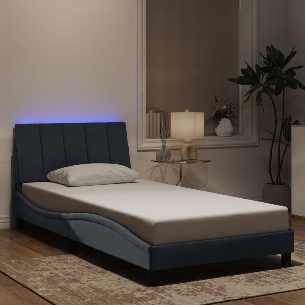 Vidaxl bedframe met led zonder matras hanko donkergrijs 100x200 cm