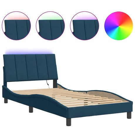 Vidaxl bedframe met led zonder matras hanko fluweel blauw 100x200 cm